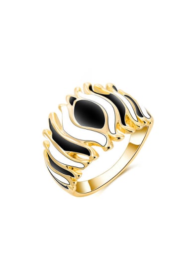 Personality Gold Plated Geometric Shaped Enamel Ring