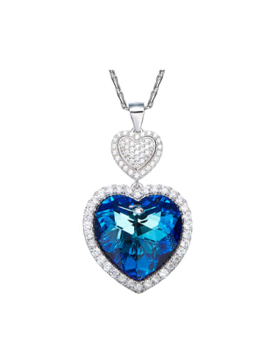 austrian Crystals Double Heart Shaped Necklace