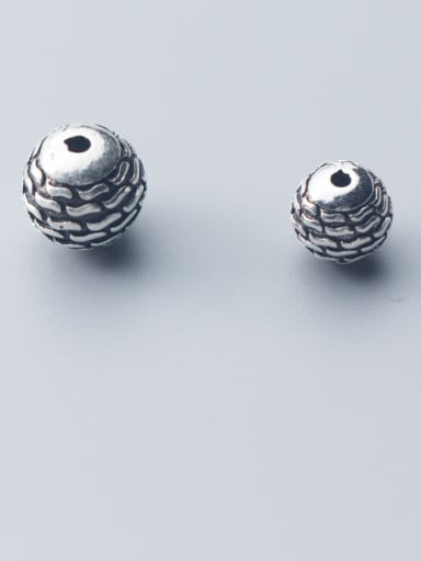 925 Sterling Silver With Antique Silver Plated Vintage Lines Round Beads