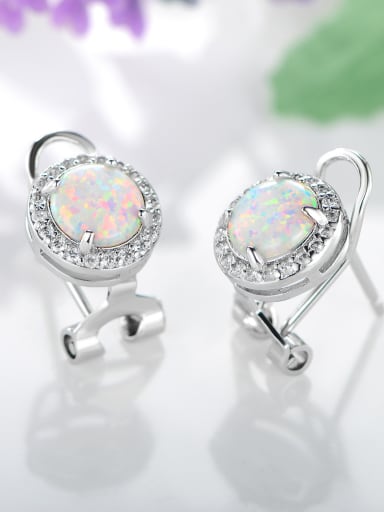 925 Sterling Silver With Platinum Plated Simplistic Round Stud Earrings