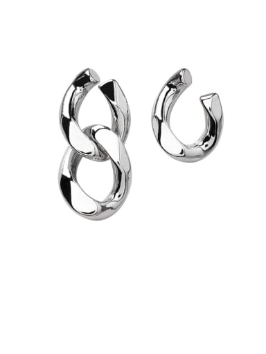 Alloy With Platinum Plated Simplistic Asymmetric Metal Chain  Earrings
