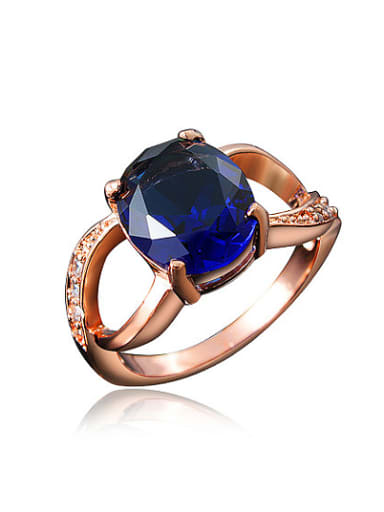 Blue Rose Gold Plated Zircon Copper Ring