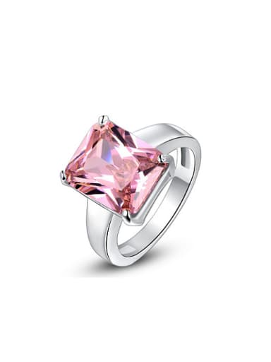 Pink Square Shaped Swiss Zircon Ring