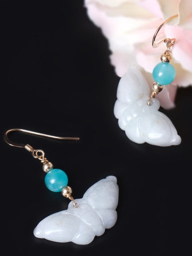 Creative Personality Jade Butterfly Hook Earrings