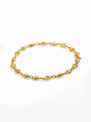 Copper Alloy 23K Gold Plated Simple style Heart-shaped Bracelet