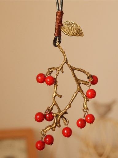 Red Beads Tree Shaped Necklace