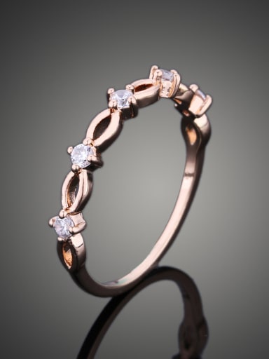 Simple Rose Gold Plated Cubic Zirconias Copper Ring