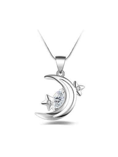 Fashion Marquise Zircon Moon Star Pendant Copper Necklace