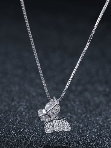925 Sterling Silver With Platinum Plated Cute Butterfly Necklaces