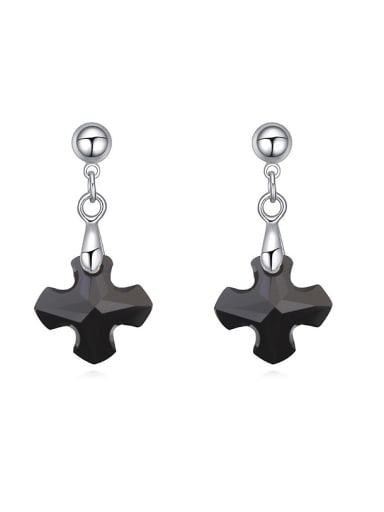 Simple Little austrian Crystal Cross Platinum Plated Drop Earrings