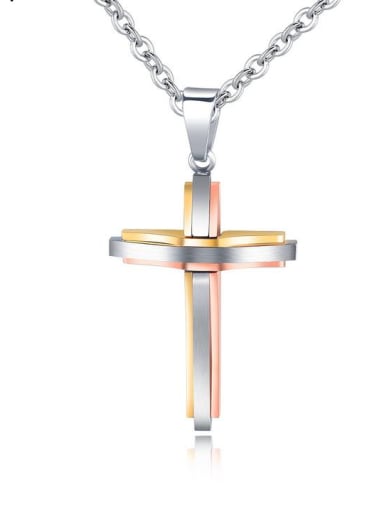 Stainless Steel With Multilayer color matching Hip Hop Cross Pendants
