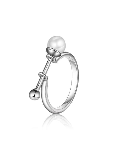 Simple Imitation Pearl Opening Ring