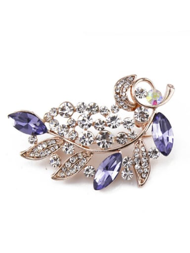 Leaf-shaped Crystal Brooch