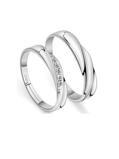 925 Sterling Silver With Cubic Zirconia Simplistic  loves  Band Rings