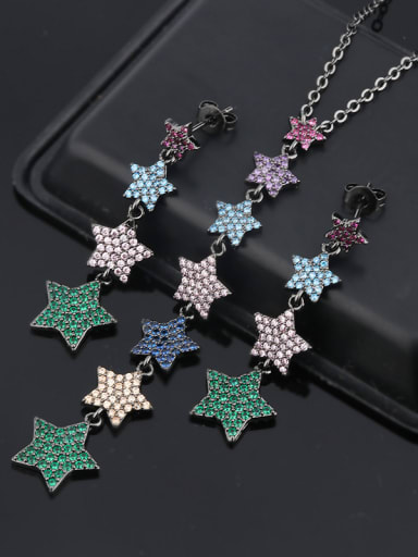 Copper With Cubic Zirconia Trendy Star 2 Piece Jewelry Set