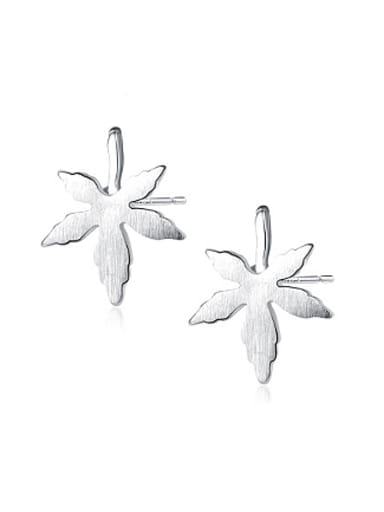 Temperament Leaf Shaped Silver Stud Earrings