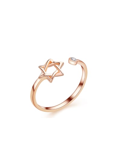Hollow Star S925 Silver Simple Opening Ring