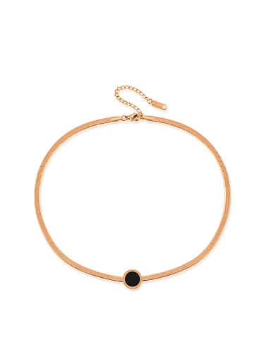 Fashion Black Round Rose Gold Plated Necklace