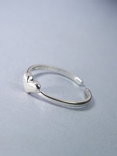 Simple Tiny Heart 925 Silver Opening Ring