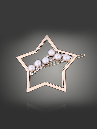 Fashion Freshwater Pearls Hollow Star Alloy Hairpin