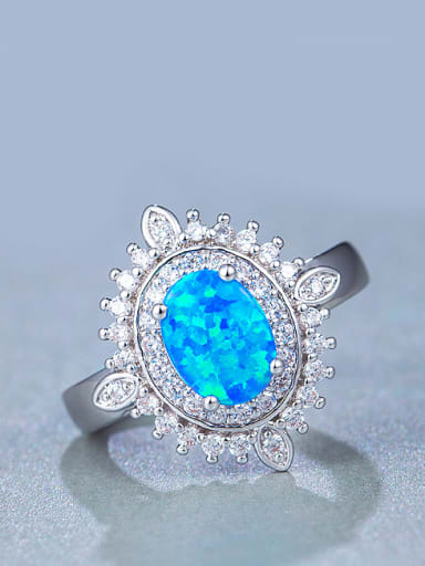 UNIENO new synthetic 6*8mm Blue Opal Engagement Ring