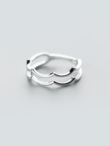 Temperament Double Wave Shaped S925 Silver Ring