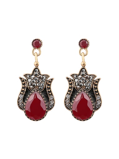 Ethnic style Antique Gold Plated Resin stone Alloy Drop Earrings