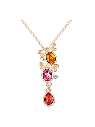 Fashion Oval Colorful austrian Crystals Alloy Necklace