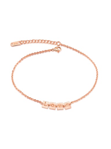 Simple Titanium LOVE Rose Gold Plated Anklet