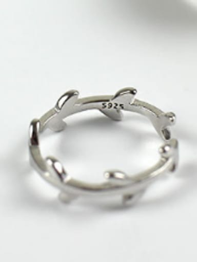 Sterling silver leaf love twist joint ring tail ring