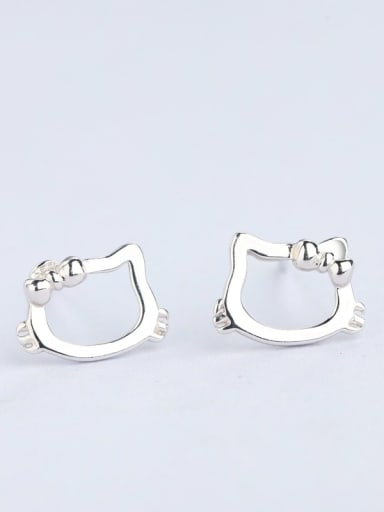 Tiny Personalized Hollow Hello Kitty 925 Silver Stud Earrings