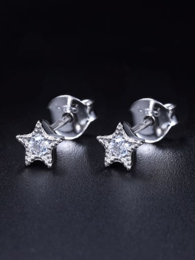 Shiny Stone-studded Little Star 925 Silver Stud Earrings