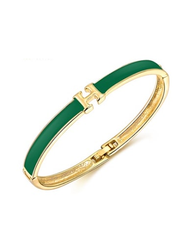 Delicate Green Letter H Shaped Acrylic Bangle