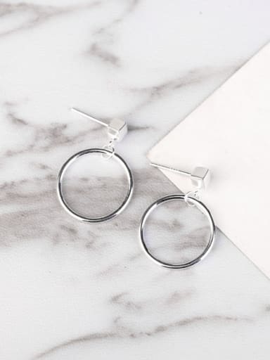 Fashion Round Cube Silver Earrings