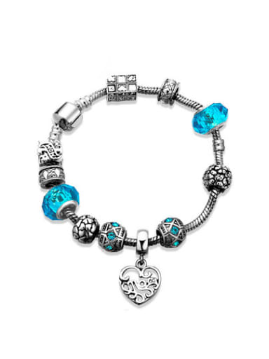 Blue Heart Shaped Glass Stone Bracelet