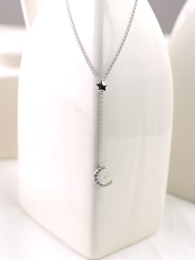Simple Star Moon Silver Necklace