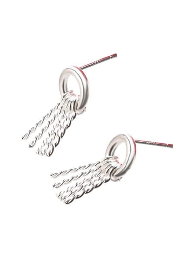 Simple 925 Silver Short Tassels Stud Earrings