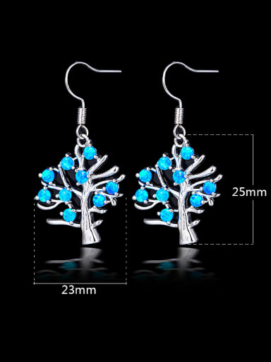 Blue Tree Shaped hook earring