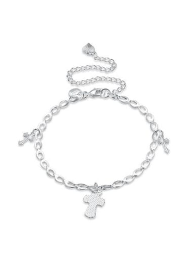 Simple Cross Silver Plated Anklet