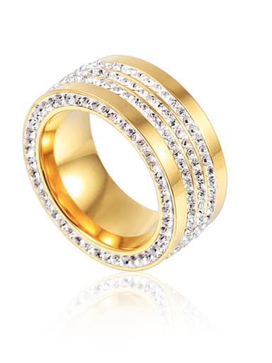 Stainless Steel With Gold Plated Cubic Zirconia Fashion Band Rings