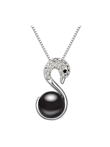 Fashion Imitation Pearl-accented Swan Alloy Necklace