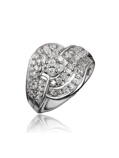 Exaggerated Platinum Plated Geometric Shaped Zircon Ring