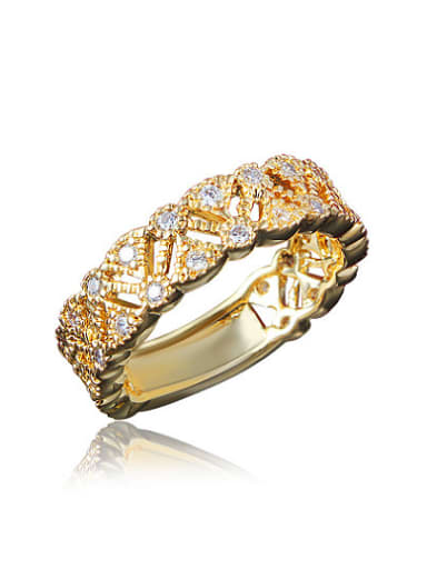 Exquisite 18K Gold Plated Zircon Copper Ring
