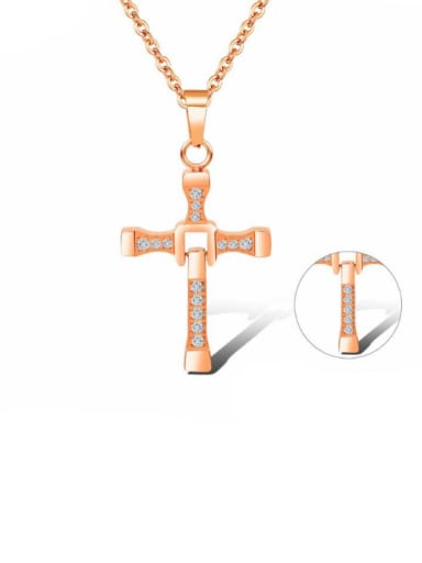 Stainless Steel With Rose Gold Plated Personality Cross Necklaces