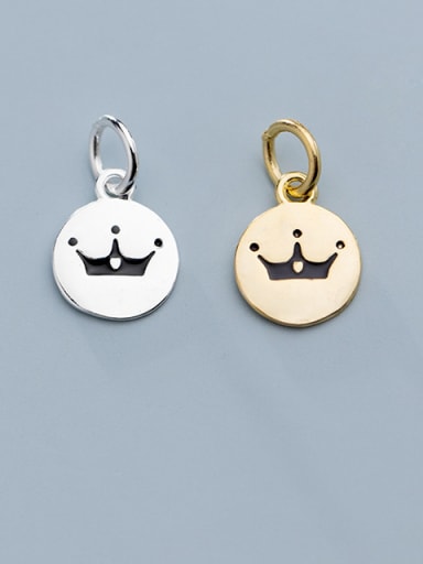 925 Sterling Silver With  Enamel Simplistic Crown  Round Pendants