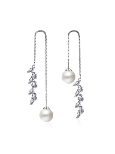 Fashion Marquise Zirconias Imitation Pearl Line Earrings