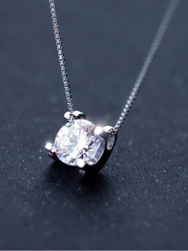 Elegant Round Shaped Shining Zircon S925 Silver Necklace