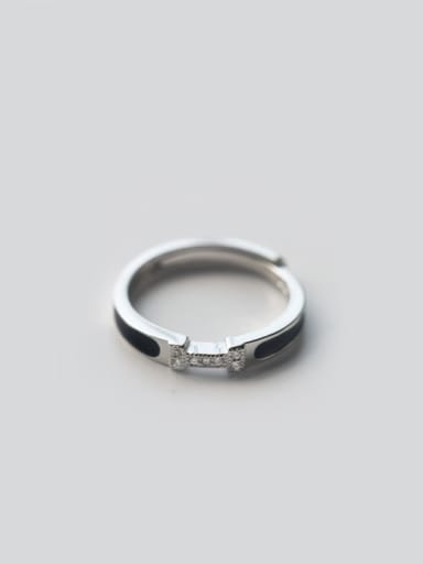 S925 Silver zircon Letter I  Lovers' Opening Ring
