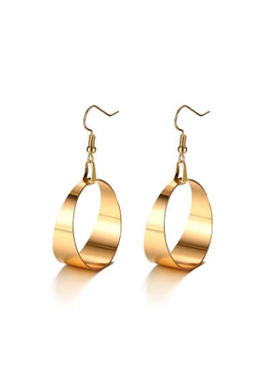 Personality Geometric Shaped Gold Plated Big Titanium Drop Earrings
