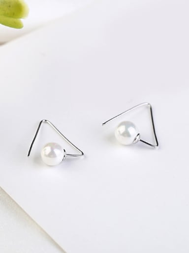 Simple Triangle Freshwater Pearl Earrings